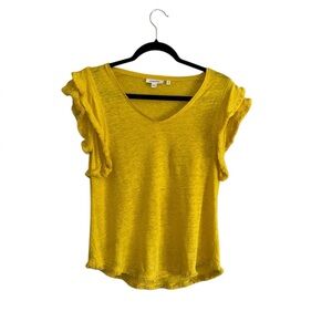 Chico's Yellow Ruffle Sleeve Top